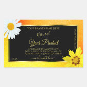 フローライエローオレンジグリッターブラック製品ラベル 長方形シール (正面)