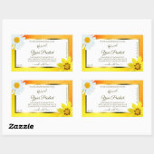 フローライエローオレンジグリッターホワイトプロダクトラベル 長方形シール (シート)