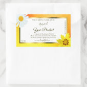 フローライエローオレンジグリッターホワイトプロダクトラベル 長方形シール (バッグ)