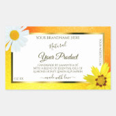 フローライエローオレンジグリッターホワイトプロダクトラベル 長方形シール (正面)