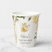 フローライエローグリーンティーパーティーベビーシャワー紙 紙コップ (正面)