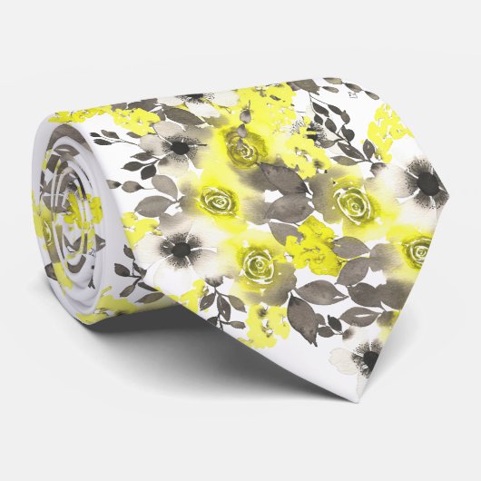 フローライエローグレーのネクタイ ネクタイ (ロール)