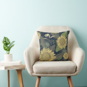 フローライエローサンフラワーネイビーブルー装飾用クッション クッション (椅子)