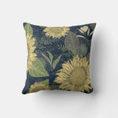 フローライエローサンフラワーネイビーブルー装飾用クッション クッション (裏面)