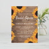 フローライエローサンフラワー素朴ウッドブライダルシャワー 招待状 (スタンド正面)