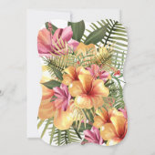 フローライエローピンクトロピカルハイビスカス金ゴールド誕生日 招待状 (裏面)
