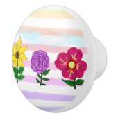 フローライエローピンクパープルウォーター色のストライプ色 セラミックノブ (右)