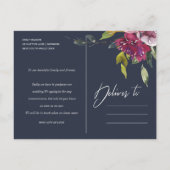 フローライエローピンク結婚のブルゴーニュのデート変更 案内ポストカード (裏面)