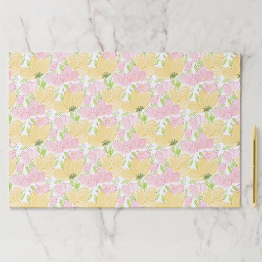 フローライエローピンク誕生日シャワー紙ランチョンマット ペーパーパッド (インサイチュ)