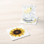 フローライエローフラワー水彩ヒマワリ スクエアペーパーコースター (インサイチュ)