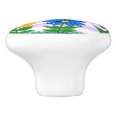 フローライエローブルーパープルウォーター色のストライプ名前 セラミックノブ (側面)