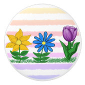 フローライエローブルーパープルウォーター色のストライプ セラミックノブ (正面)