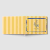 フローライエローブルーブーケストライプー結婚ズ ゲストブック (全面)