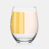 フローライエローブルーブーケストライプー結婚ズ ステムなしワイングラス (左)