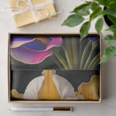 フローライエローブルーボタニカルイラストレーションラージ 薄葉紙 (ギフト)