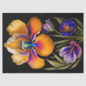 フローライエローブルーボタニカルイラストレーションラージ 薄葉紙 (正面)