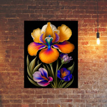 フローライエローブルーボタニカルイラストレーション