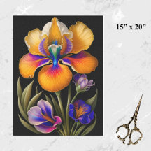 フローライエローブルーボタニカルイラストレーション