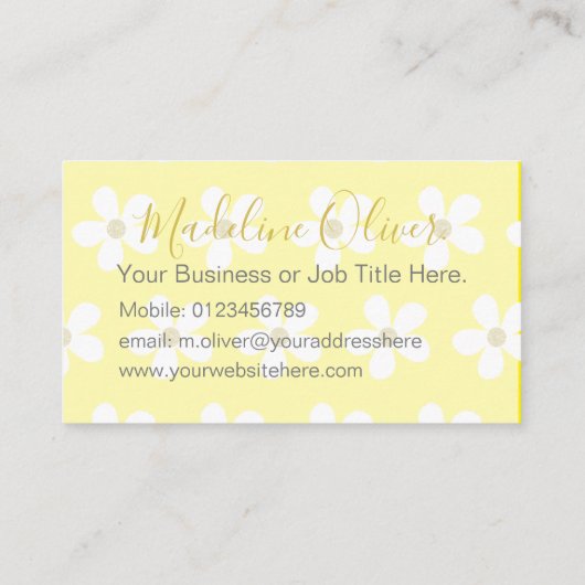 フローライエローホワイトデイジー金ゴールドプロフェッショナル 名刺 (裏面)