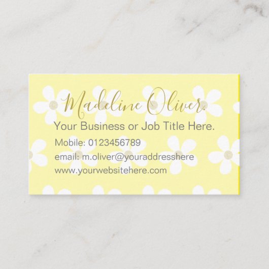 フローライエローラージホワイトデイジー金ゴールドプロフェッショナル 名刺 (裏面)