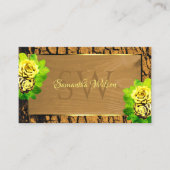 フローライエローローズウッドグレインツリーバークイニシャル 名刺 (正面)