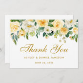 フローライエロー金ゴールド結婚ズサンキュー サンキューカード (正面/裏面)