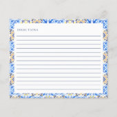 フローライタリアンブルータイルブライダルシャワーレシピカード (裏面)