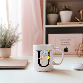 フローライニシャルモノグラムUマグ コーヒーマグカップ