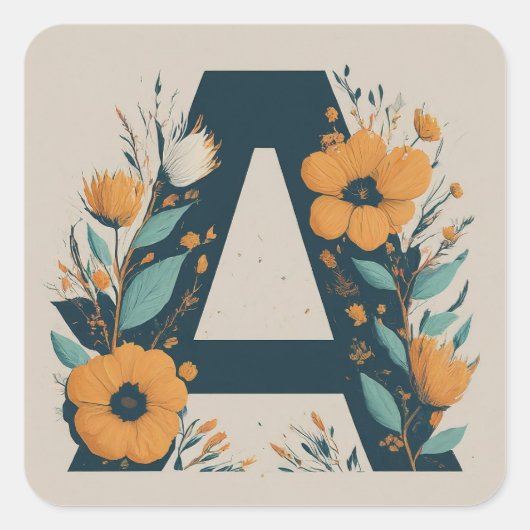 フローライニシャルリースモノグラムA スクエアシール (正面)