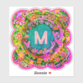 フローライニシャルヴィンテージボホピンクおもしろいインスピレーション シール (シート)