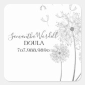 フローライラストレーション誕生豆類又は助産師ビジネス スクエアシール (正面)