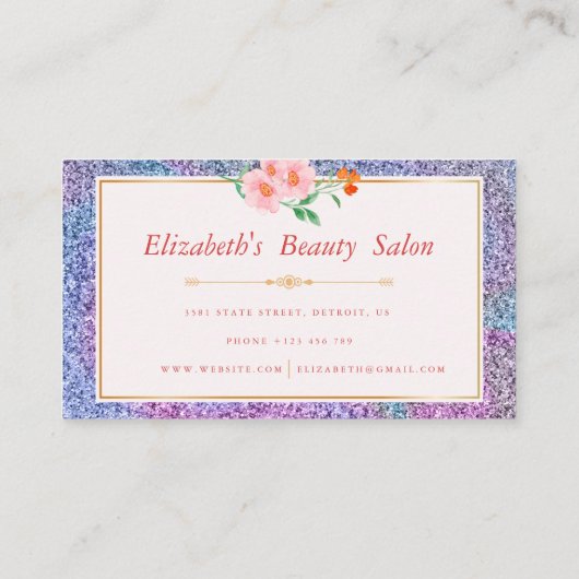 フローライリデスゲングリッターメイクアップアーティスト美しい 名刺 (裏面)