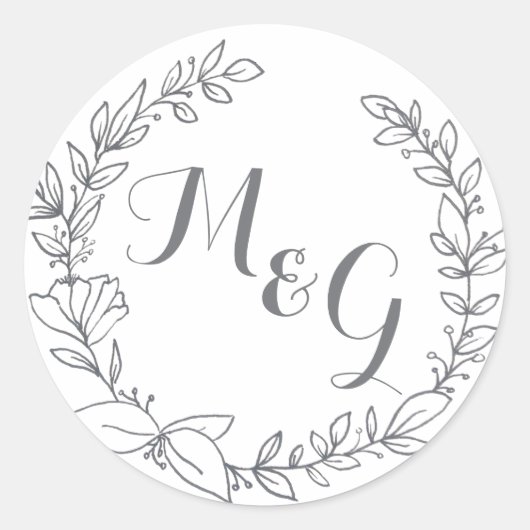 フローラインクイニシャルモノグラム封筒用シール ラウンドシール (正面)