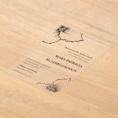 フローラインクラインアートクラシックスケッチフォーマル結婚の アクリル招待状 (レイダウン)