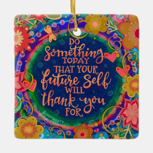 フローラインスパイア引用文かわいらし刺激性 セラミックオーナメント (正面)