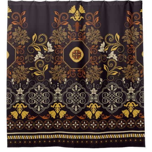 フローラインディアン：シカラフルストライプのームレス。 シャワーカーテン (正面)