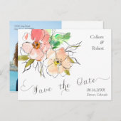 フローラインプレッション写真結婚日付の 案内ポストカード (正面/裏面)