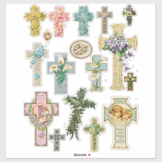 フローライースターがヴィンテージ宗教美術を交差 シール (シート)