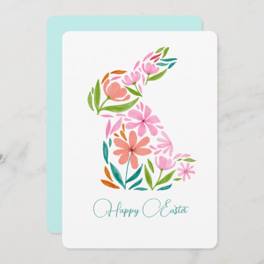 フローライースターの水の色の塊グリーティングカード シーズンカード (正面/裏面)