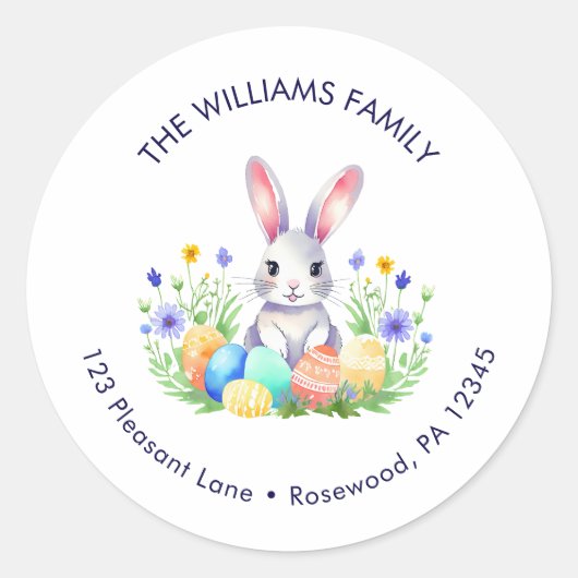 フローライースターエッグバニー差出人住所 ラウンドシール (正面)