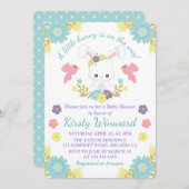 フローライースターバニーと春鳥ベビーシャワー 招待状 (正面/裏面)