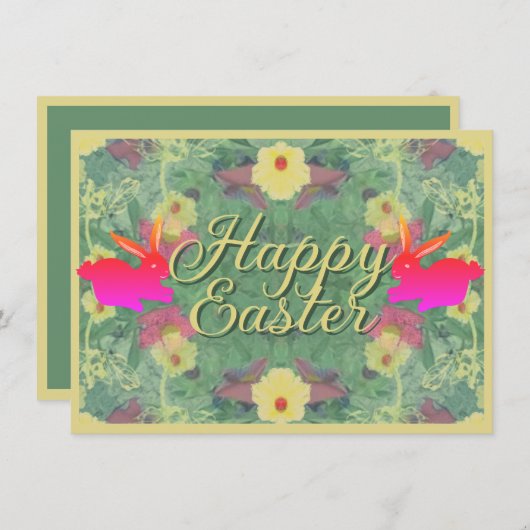 フローライースターバニー付き/文字 サンキューカード (正面/裏面)