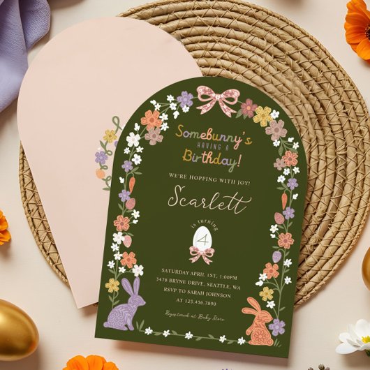 フローライースターバニーSomebunny's Having a誕生日 招待状