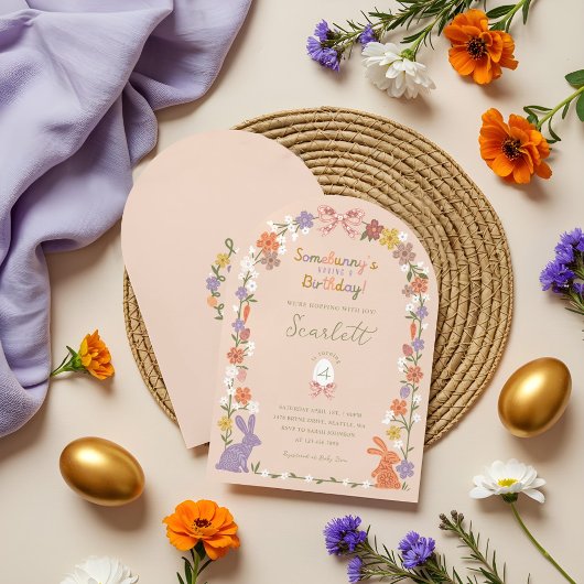フローライースターバニーSomebunny's Having a誕生日 招待状