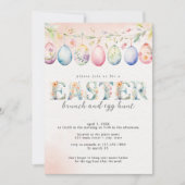 フローライースターピーチブランチ&エッグ狩り招待状 招待状 (正面)