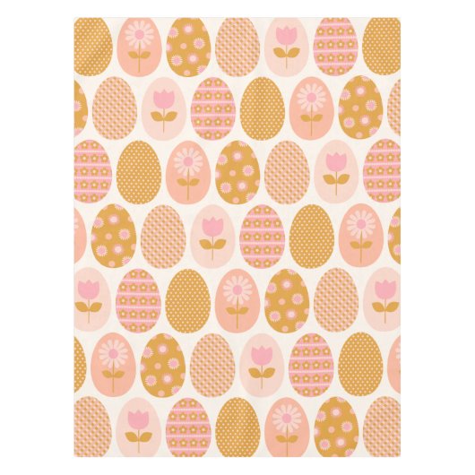 フローライースター卵型ボホピンクイエロー金ゴールド テーブルクロス (正面)