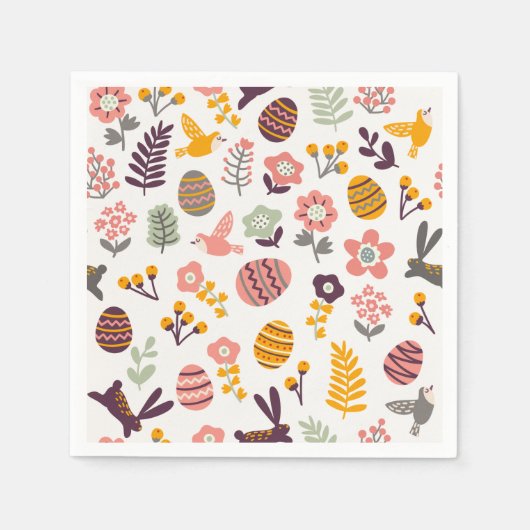 フローライースター春パターン | 紙ナプキン スタンダードカクテルナプキン (正面)