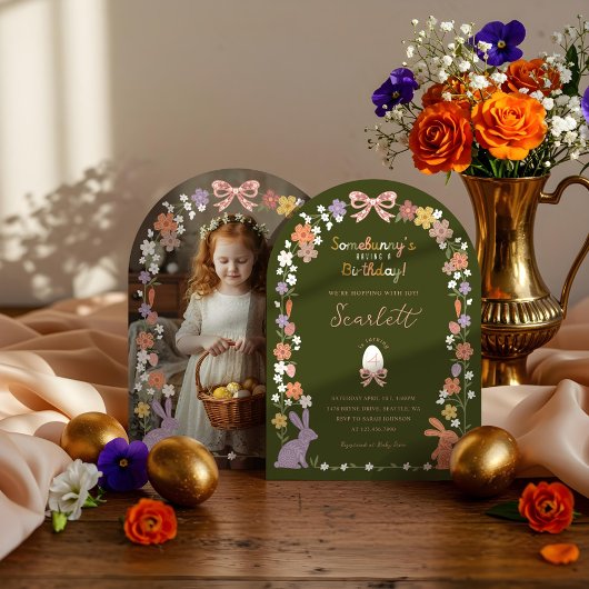 フローライースターSomebunny's Having a誕生日写真 招待状