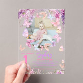 フローラウィステリアバタフライキッズフォト誕生日 アクリル招待状 (インサイチュ (ポータブル))