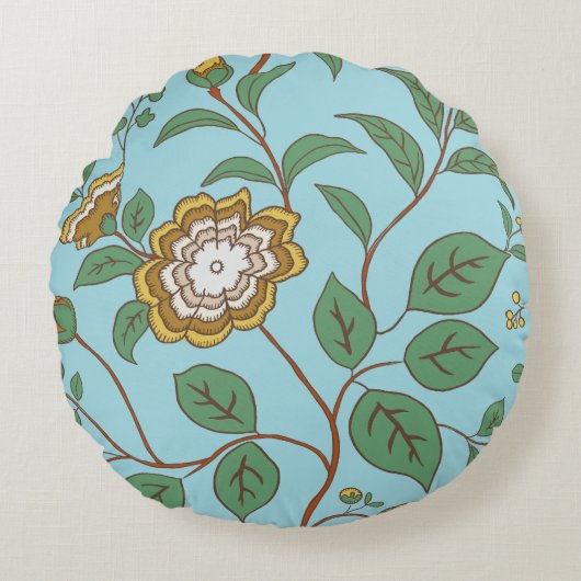 フローラウィスパブルーグリーン ラウンドクッション (正面)